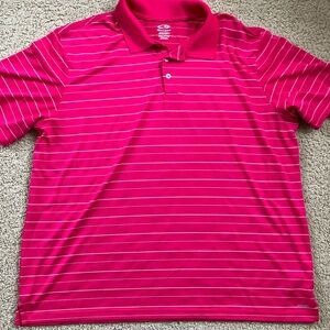 Champion Duo Dry Bright Pink with white Stripe Performance Polo Big and Tall